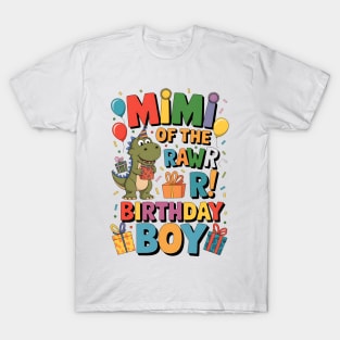 Mimi Of The Birthday Boy T-Rex Dinosaur Boy Party T-Shirt